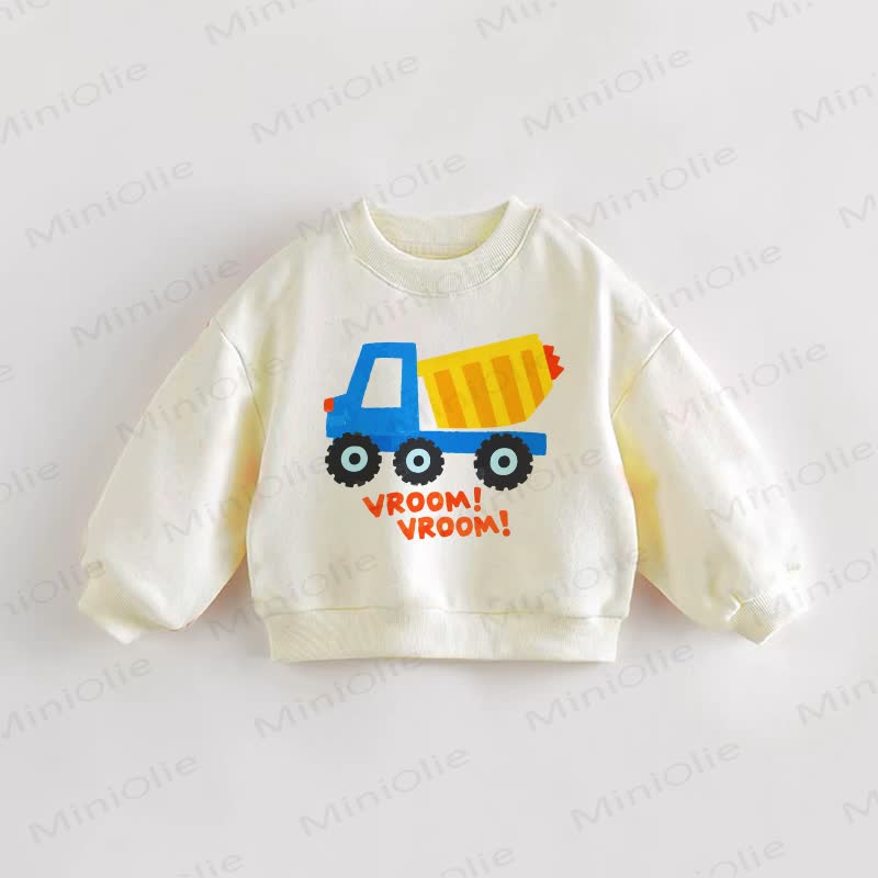 VROOM! VROOM!ベビー幼児用トラック柄クリームスウェットシャツ - クリーム - 3～5歳 - image 1