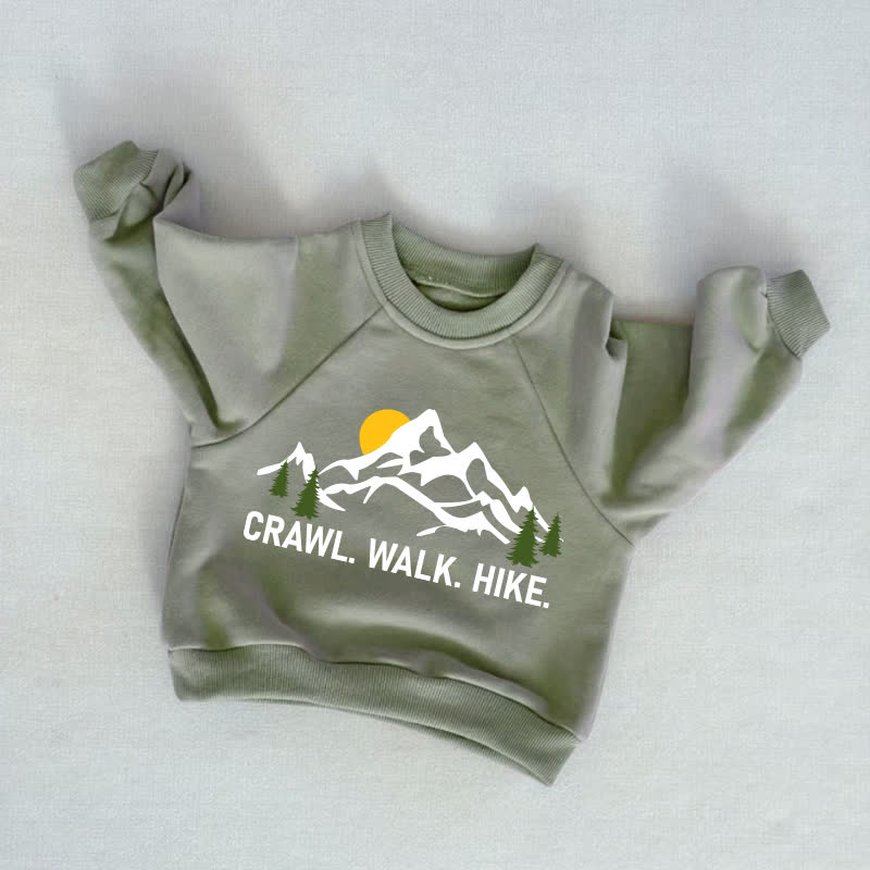 CRAWL. WALK. HIKE.ベビー幼児用マウンテングレーグリーンスウェットシャツ - グレーグリーン - 3～5歳 - image 1
