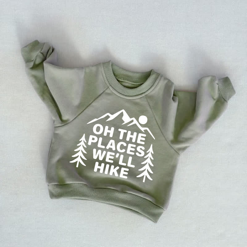 ON THE PLACES WE'LL HIKE幼児用マウンテン グレーグリーン スウェットシャツ - グレーグリーン - 3～5歳 - image 1
