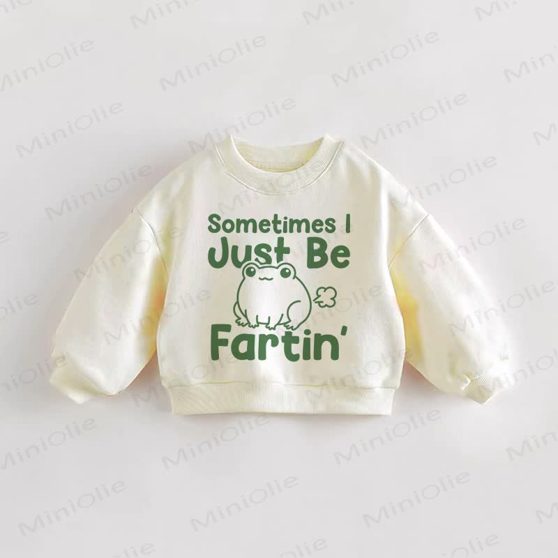 SOMETIMES I JUST BE FARTIN'幼児用カエル柄クリームスウェットシャツ - クリーム - 3～5歳 - image 1