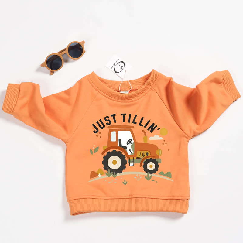 JUST TILLIN'ベビー幼児用トラクター柄オレンジスウェットシャツ - オレンジ - 3～5歳 - image 1