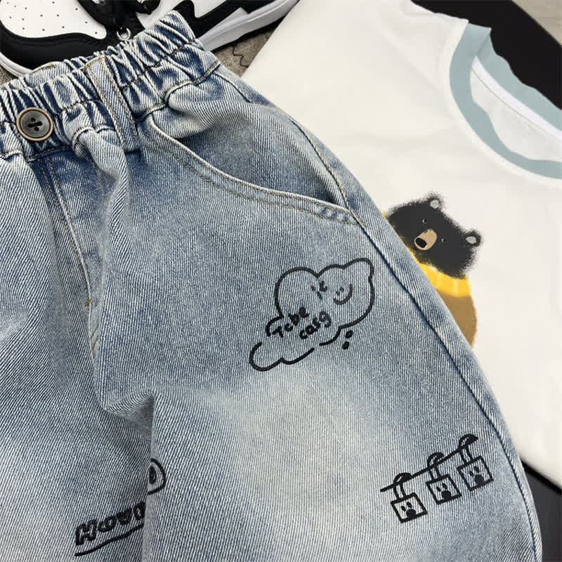 幼児用ブルーグラフィティデニムバルーンパンツ - image 5