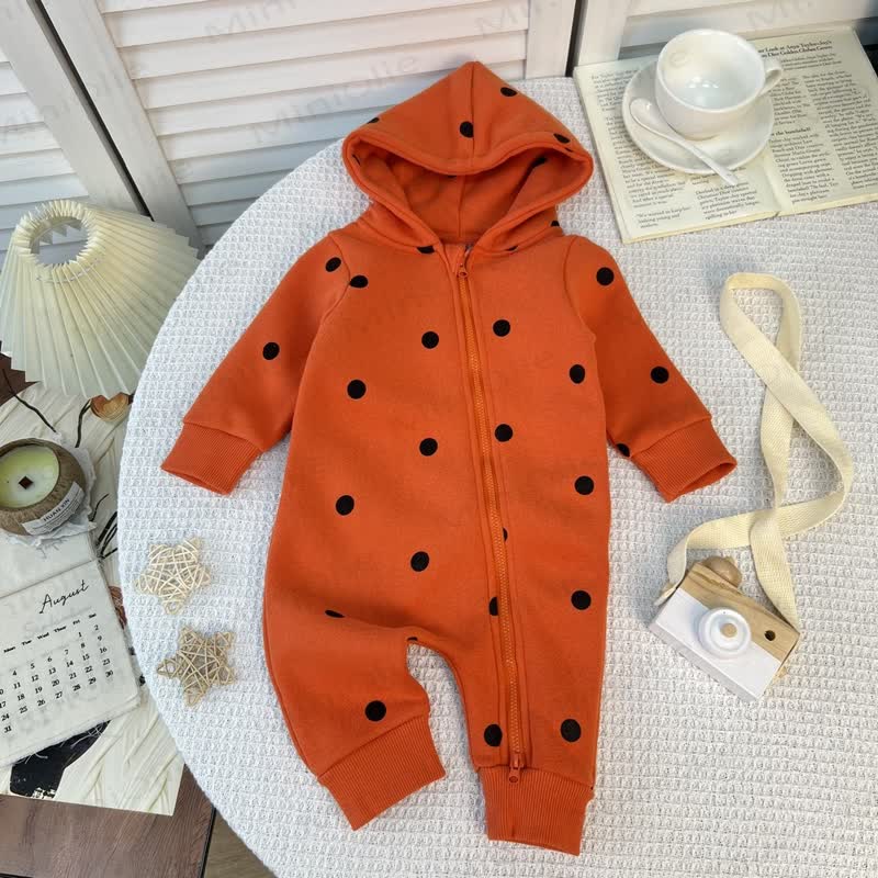 ベビー・幼児用フリースフード付きロンパース - オレンジ - 1～2歳 - image 3