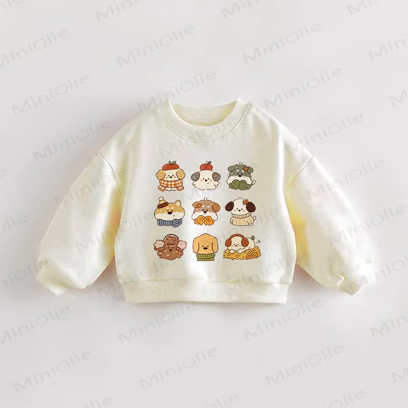ベビー幼児用犬柄クリームスウェットシャツ - クリーム - 3～5歳 - image 1