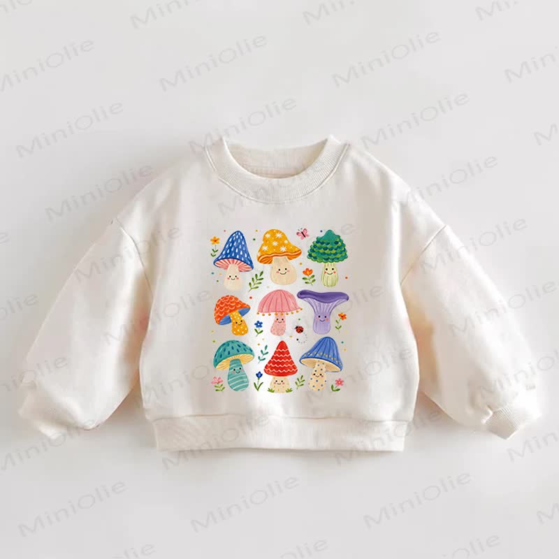 ベビー・幼児用 カラフルなキノコと花柄プリントのクリーム色のスウェットシャツ - クリーム - 3～5歳 - image 1