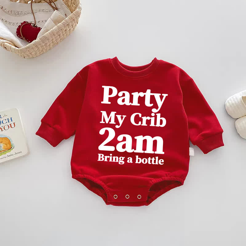 PARTY MY CRIB 2 AM BRING A BOTTLE赤いボディスーツ。 - 赤 - 18～24ヶ月 - image 1