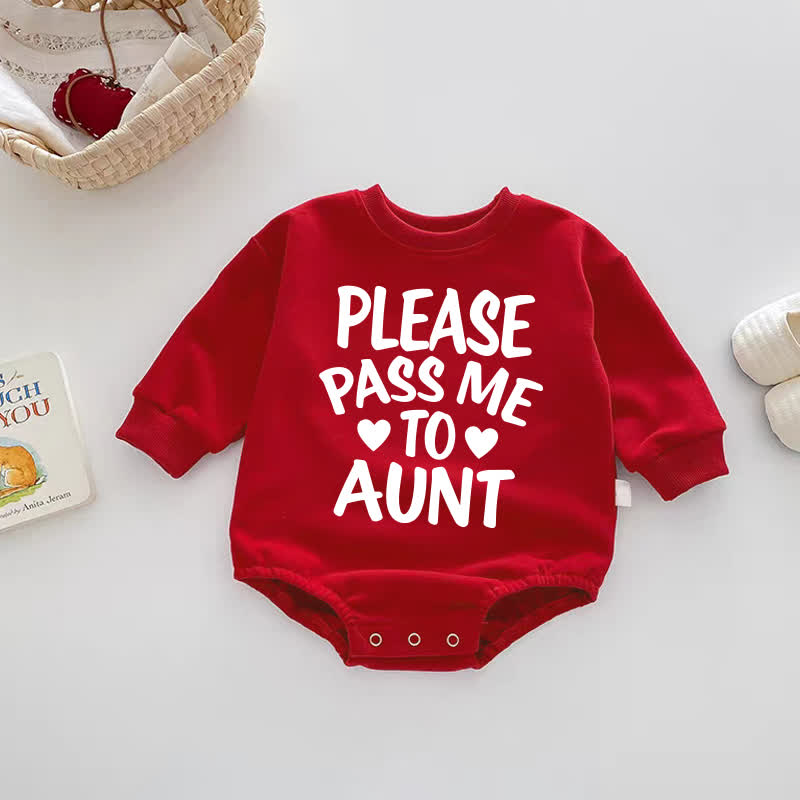 PLEASE PASS ME TO MY AUNT。赤いベビーボディスーツ - 赤 - 18～24ヶ月 - image 1