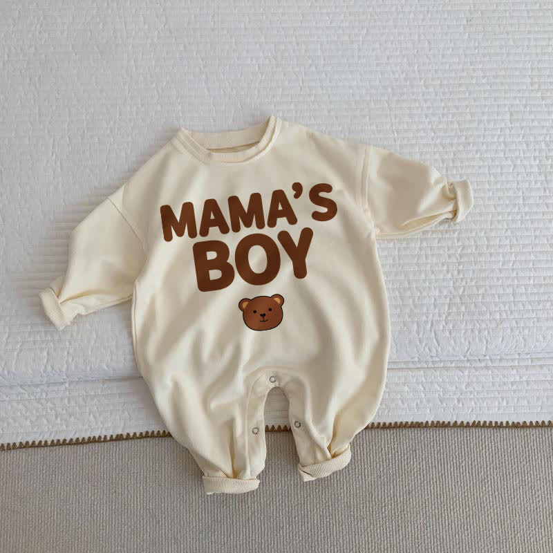 MAMA'S BOYの息子 ベビーベア ベージュロンパース - ベージュ - 2～3歳 - image 1