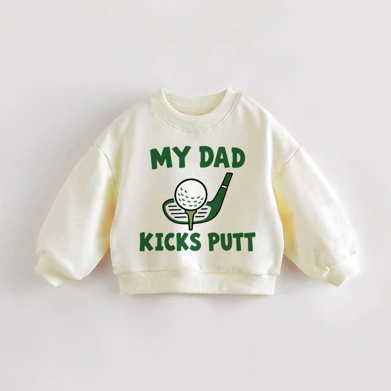 MY DAD KICKS PUTTベビー幼児用ゴルフスウェットシャツ（クリーム色） - クリーム - 3～5歳 - image 1