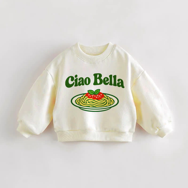 CIAO BELLAベビー幼児用パスタ柄クリームスウェットシャツ - クリーム - 3～5歳 - image 1