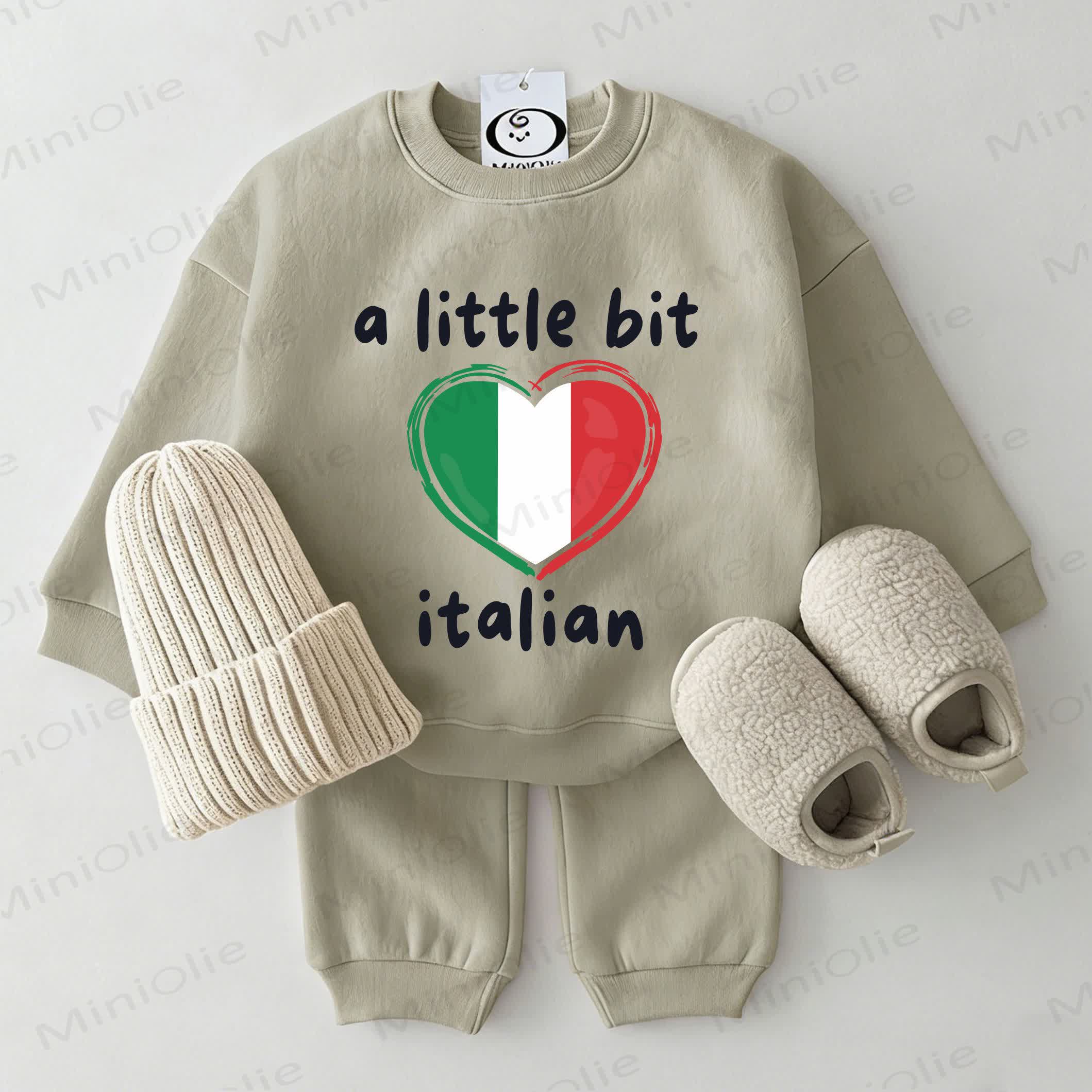 A LITTLE BIT ITALIANベビー用イタリア国旗柄グレーグリーンスウェットシャツ2点セット - グレーグリーン - 2～3歳 - image 1