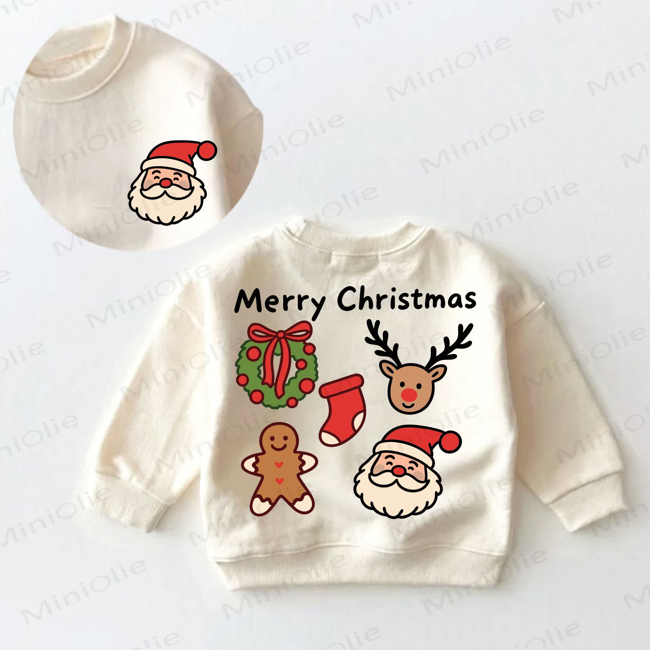 MERRY CHRISTMASベビー幼児用 クリスマスプリント クリームスウェットシャツ - クリーム - 3～5歳 - image 1