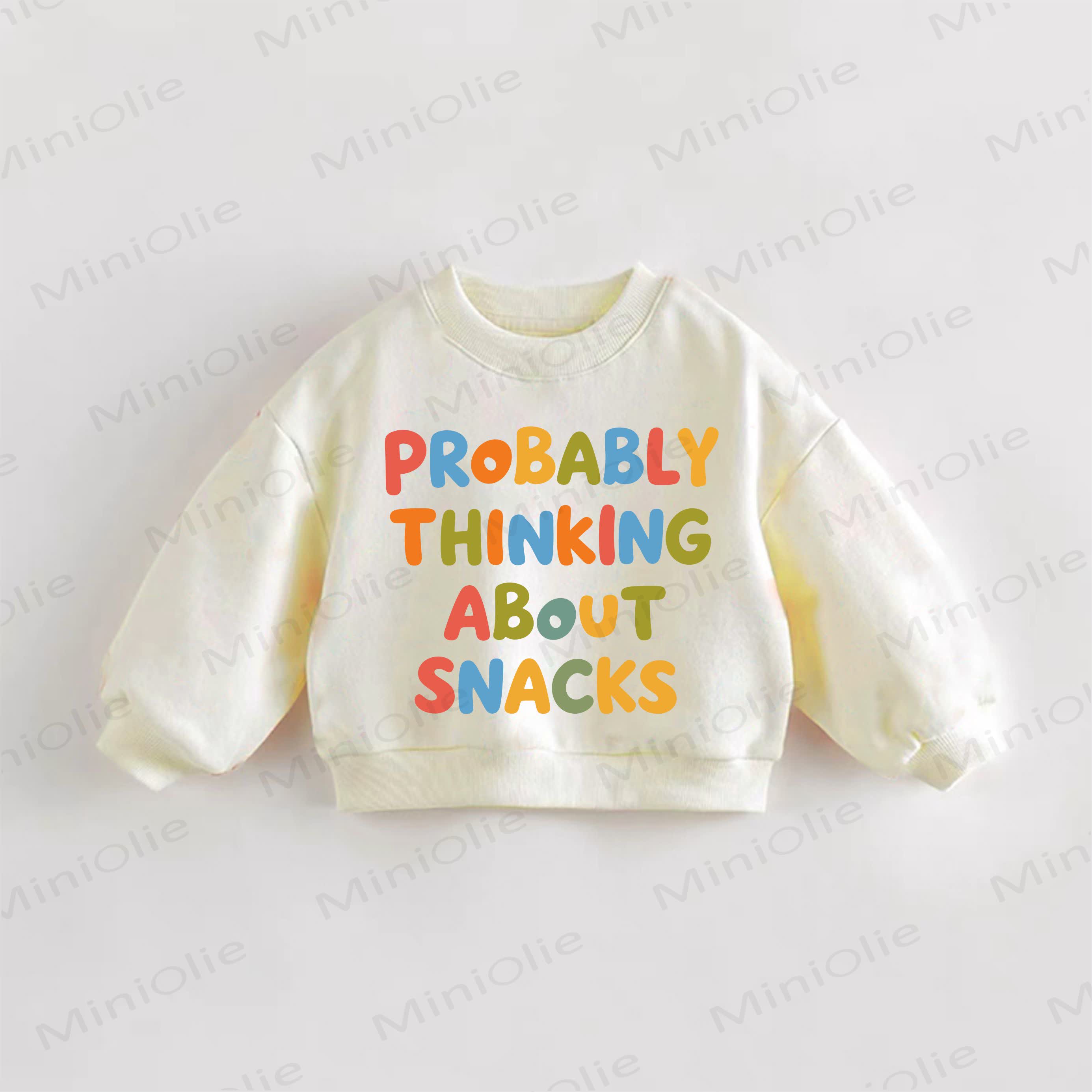 PROBABLY THINKING ABOUT SNACKS幼児用クリームスウェットシャツ - クリーム - 3～5歳 - image 1