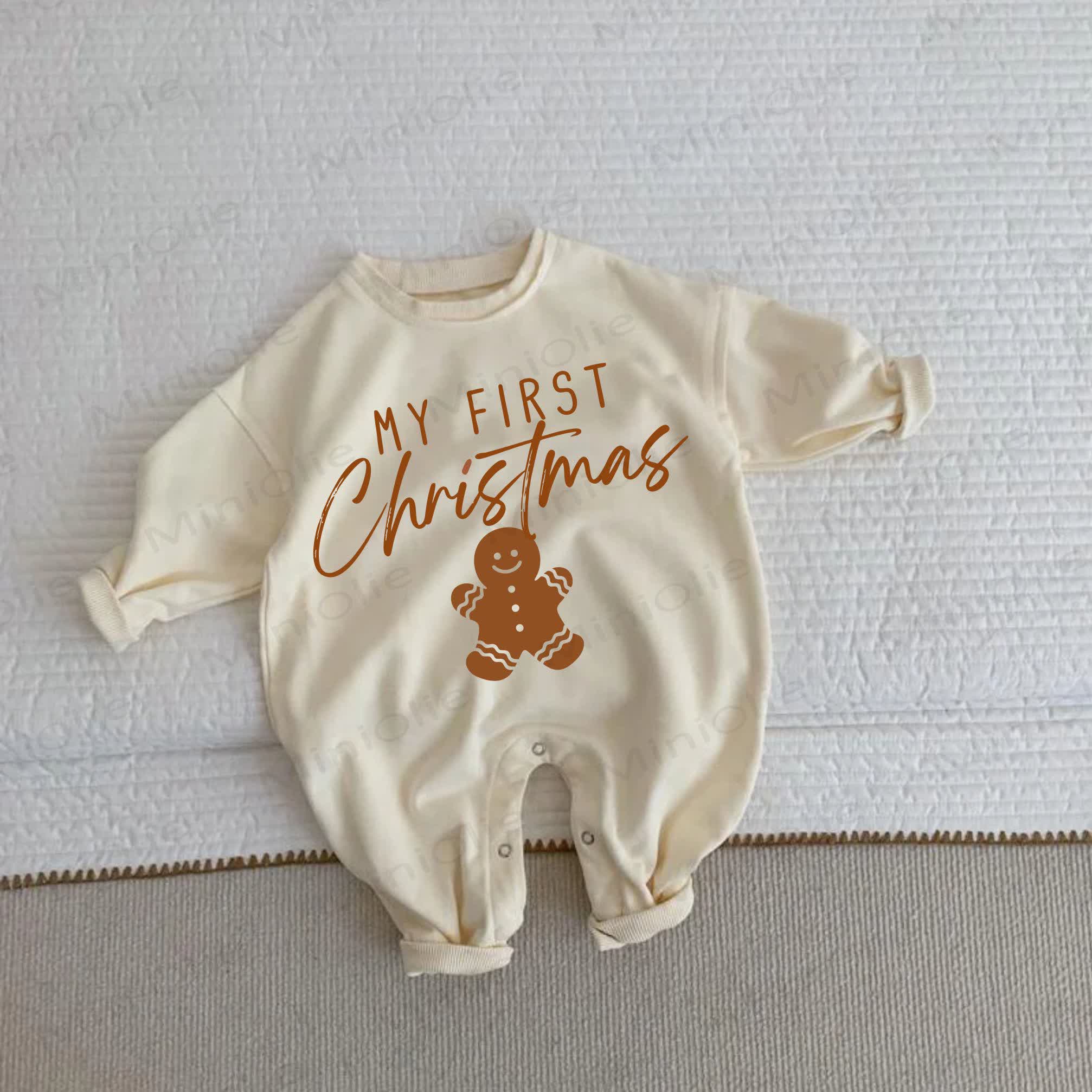 MY FIRST CHRISTMASベビー用ジンジャーブレッドマン ベージュロンパース - ベージュ - 2～3歳 - image 1