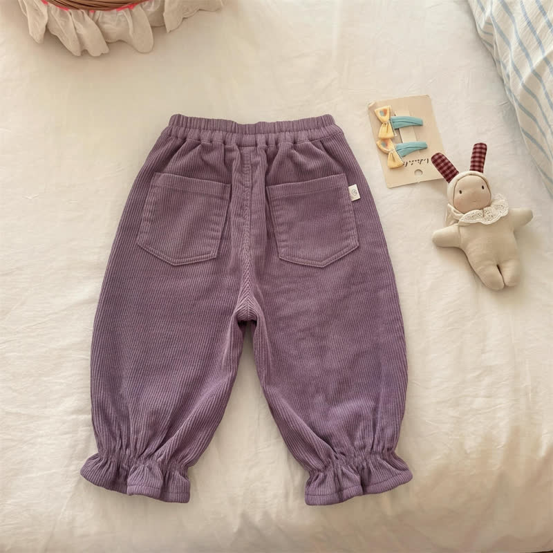 幼児用パープルコーデュロイゴムウエストハーレムパンツ - image 2