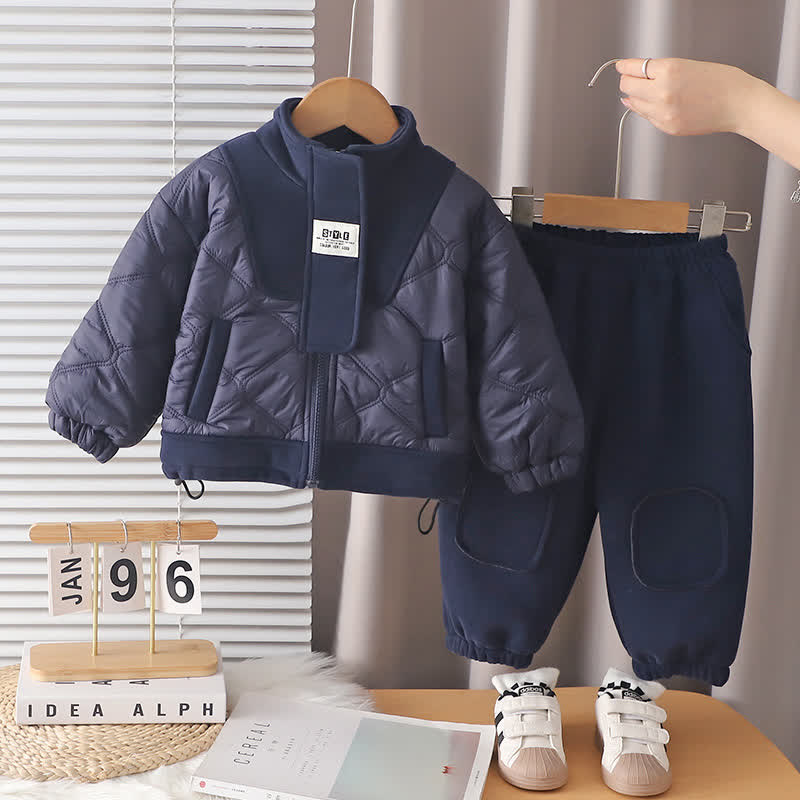 幼児男の子用キルティングダウンジャケットとパンツのセット - 海軍 - 4～5歳 - image 2