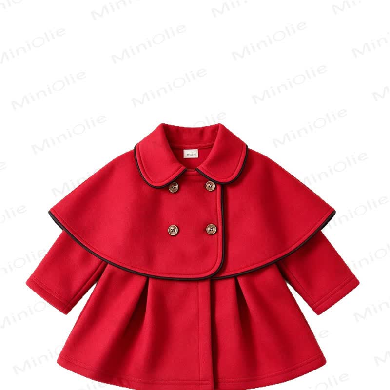 女の子用クリスマスケープDressコートと帽子のセット - 赤 - 3～4歳 - image 7