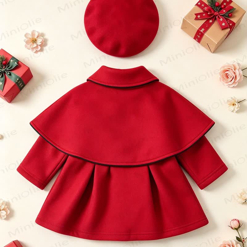 女の子用クリスマスケープDressコートと帽子のセット - image 6
