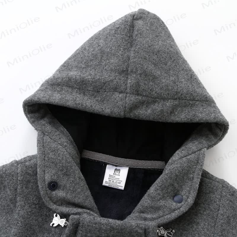 ベビー用フリース素材フード付きジップフロント暖かいロンパース - image 3