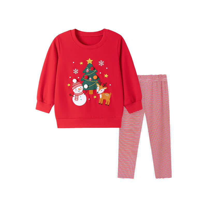 幼児用クリスマス柄スウェットシャツとストライプパンツのセット - 赤 - 7歳 - image 2