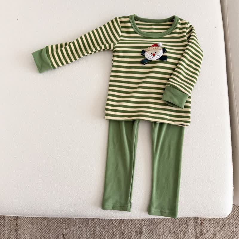 幼児用サンタクロースストライプ長袖ラウンジセット - 緑 - 10-11歳 - image 3