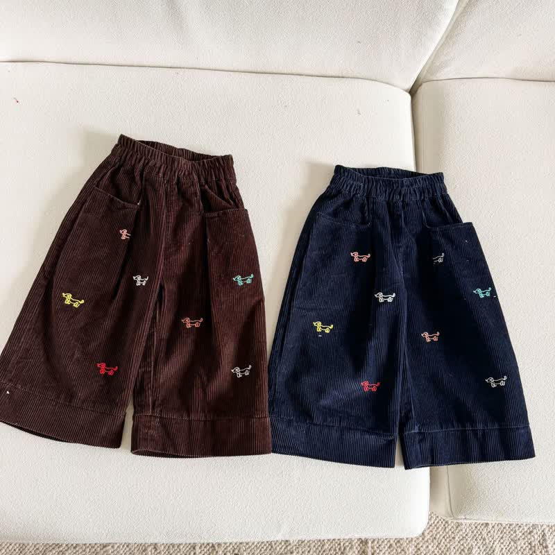 幼児用子犬刺繍入りコーデュロイパンツ - image 4