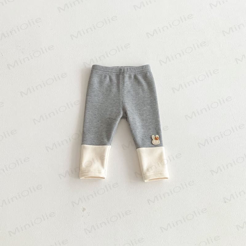 ベビーガール用 ソフトフリース リブ編み うさぎ柄カフ レギンス - グレー - 18～24ヶ月 - image 2