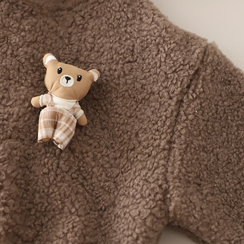 幼児用クマ柄フリースフード付きジャケット＆パンツ 3点セット - image 6