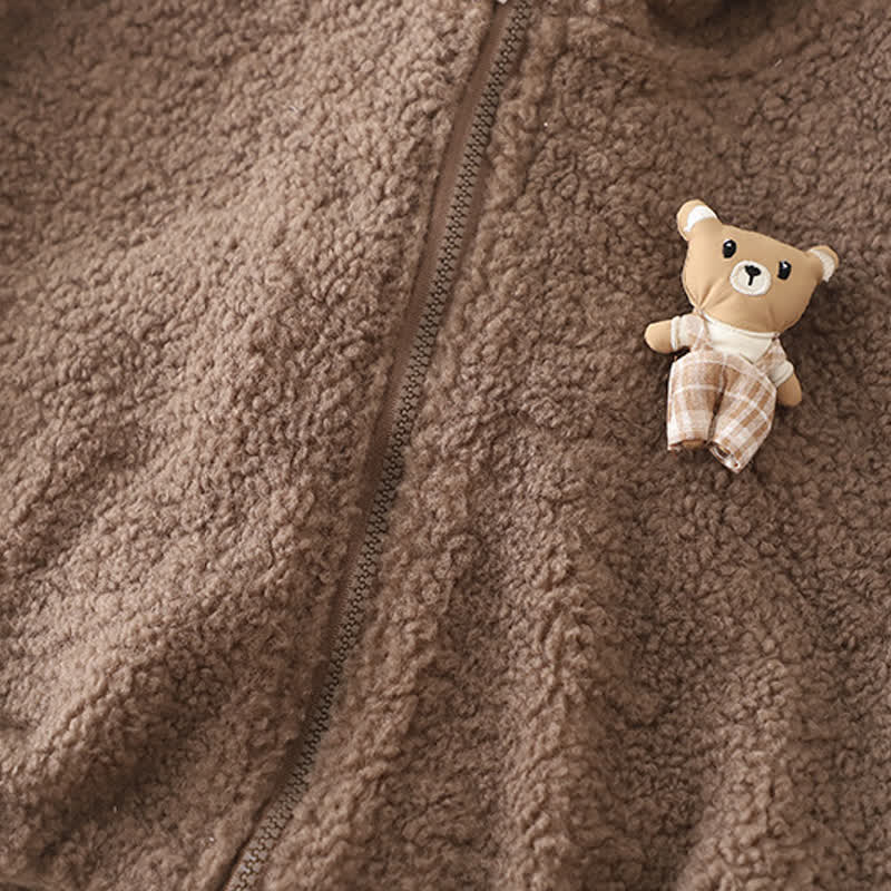 幼児用クマ柄フリースフード付きジャケット＆パンツ 3点セット - image 7