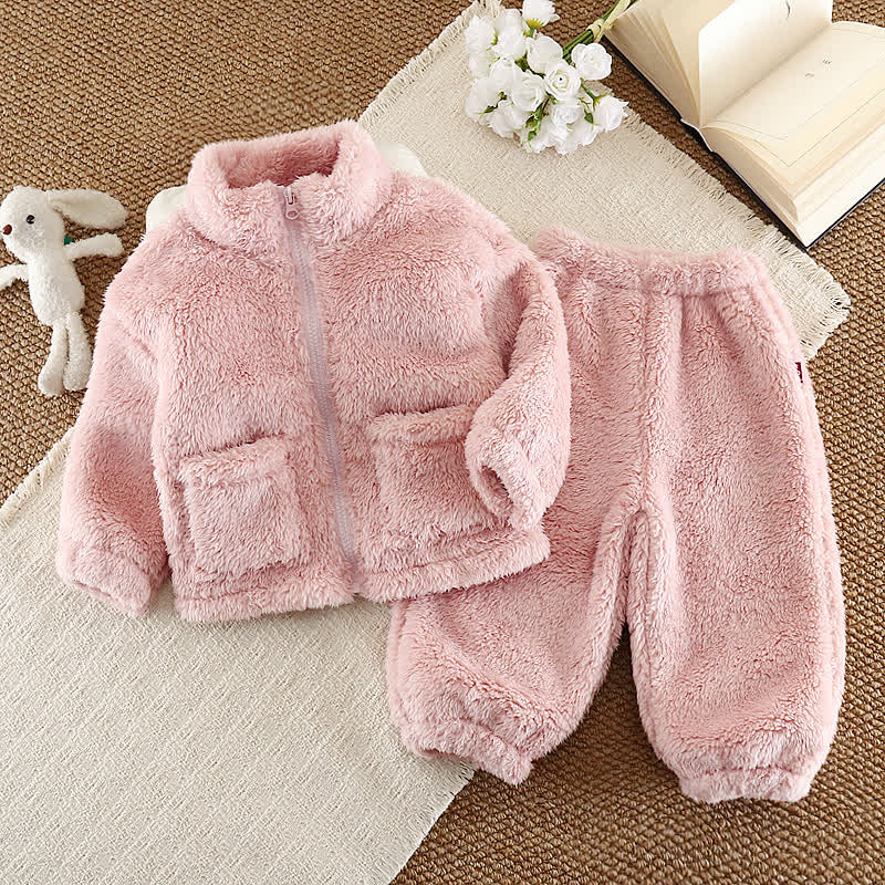 幼児用 コーラルフリース ジップアップジャケット＆パンツセット - ピンク - 4～5歳 - image 1