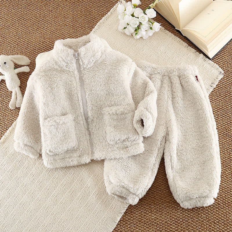 幼児用 コーラルフリース ジップアップジャケット＆パンツセット - 白 - 4～5歳 - image 2