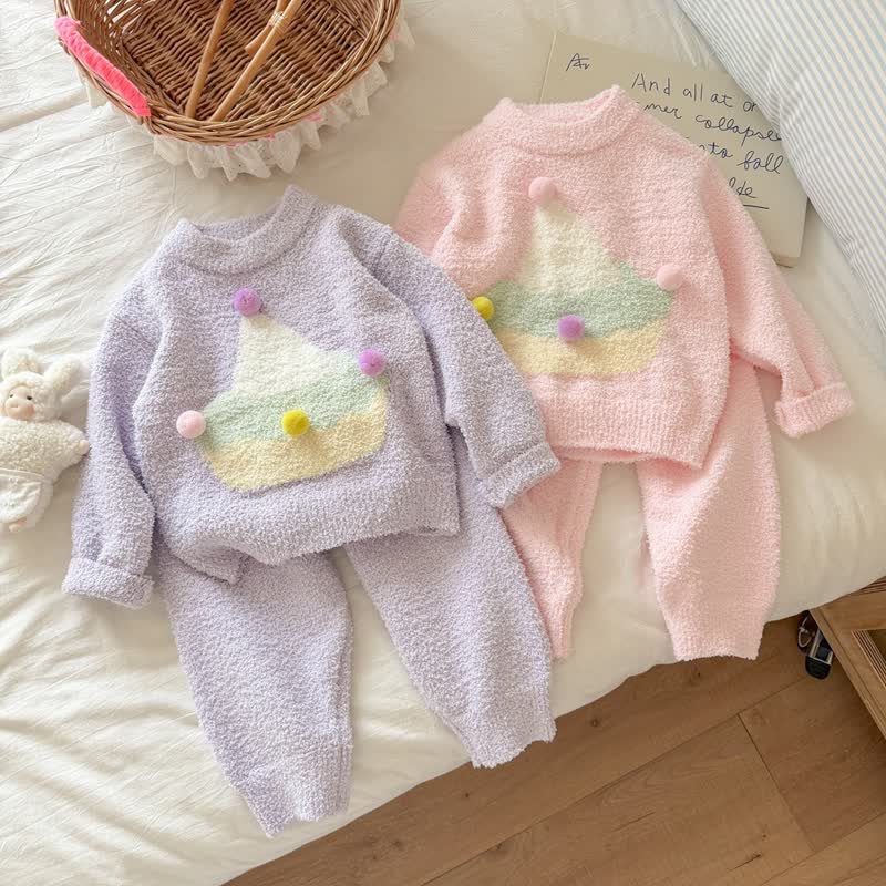 幼児用女の子向けポンポンケーキ柄厚手パジャマセット - image 1