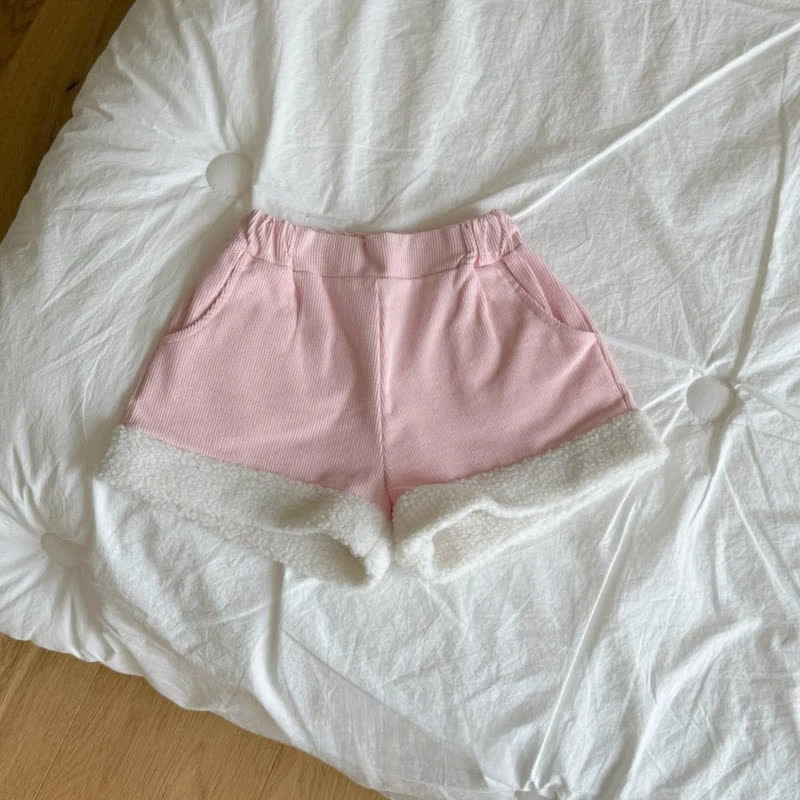 幼児用女の子向けハートパッチ付きコーデュロイ冬用ショートパンツ - ピンク - 7～8歳 - image 2