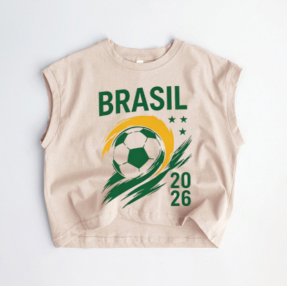 BRASIL 2026ベビー幼児用サッカーカーキタンクトップ - カーキ - 3～5歳 - image 1