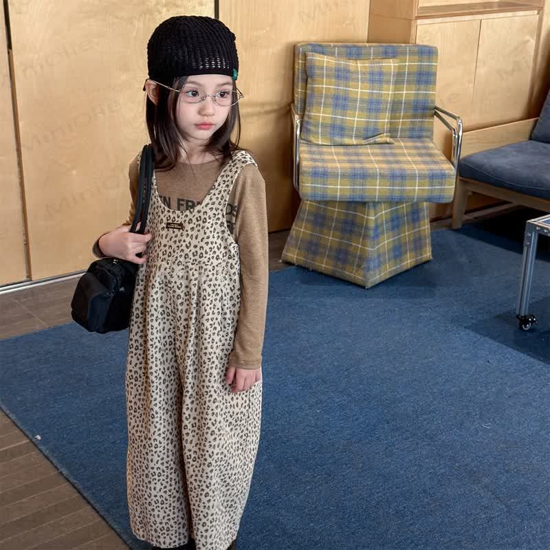 ベビー幼児女の子用無地/ヒョウ柄オーバーオール - image 7