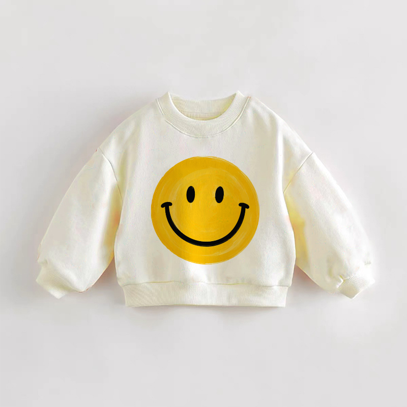 ベビー・幼児用スマイルフェイスクリームスウェットシャツ - クリーム - 3～5歳 - image 1