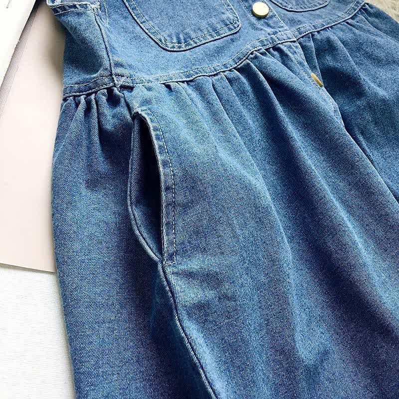 幼児用女の子向けブルーのヴィンテージウォッシュドデニムボタンフロントDress - image 5