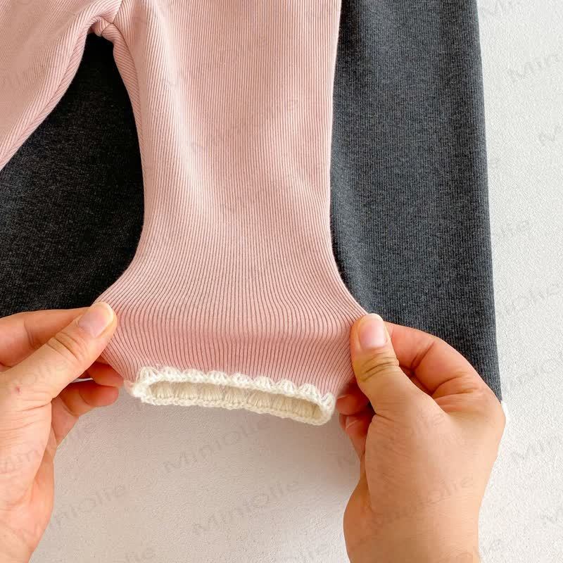 ベビー幼児女の子用ニットレースフリース裏地レギンス - image 17