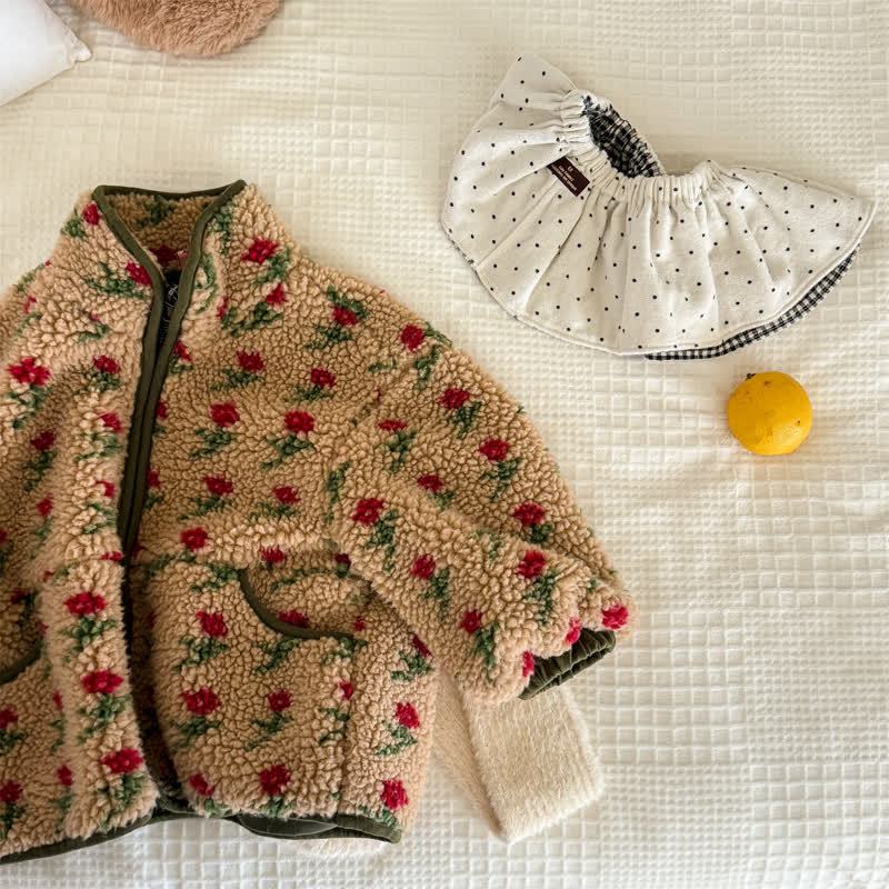 幼児用女の子用花柄スウィートフリースアウターウェア - 茶色 - 8歳 - image 5