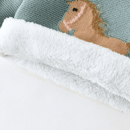 キッズキュートな馬柄厚手ニットセーター - image 5