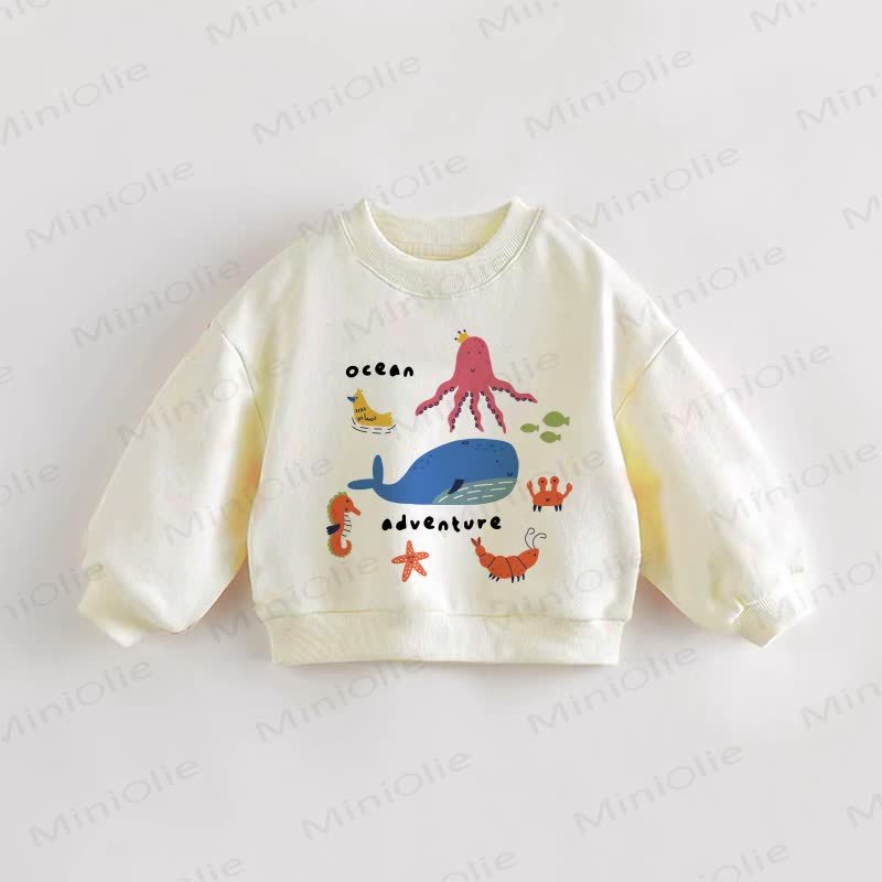 OCEAN ADVENTURE幼児用アニマルスウェットシャツ - クリーム - 3～5歳 - image 1