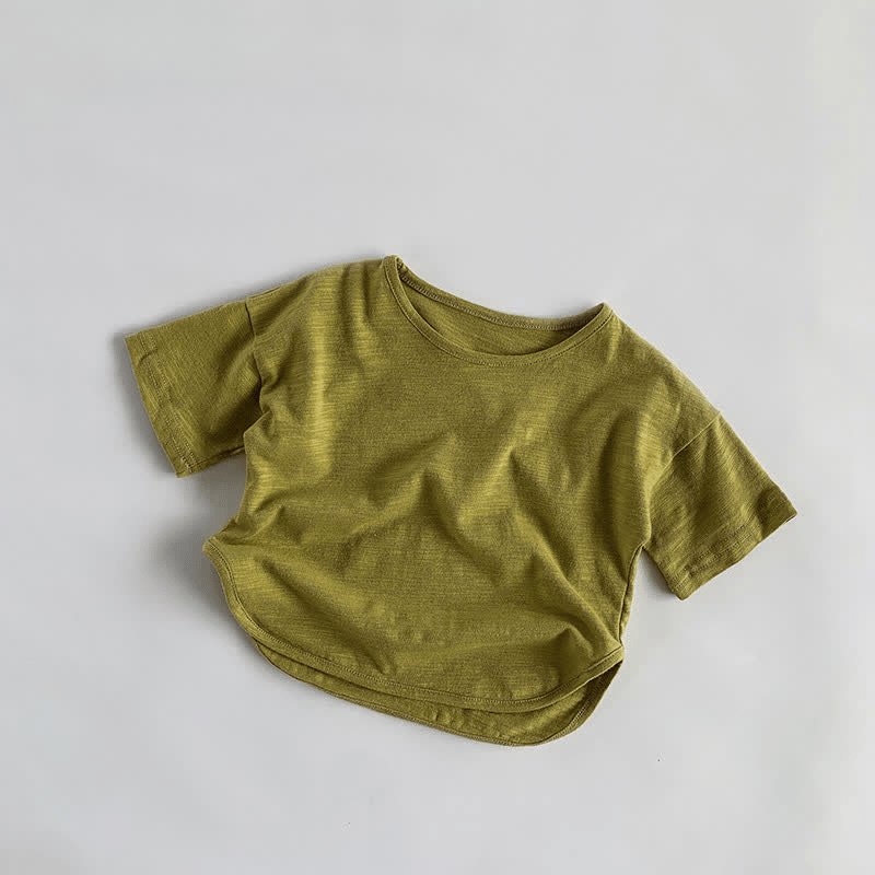 幼児男の子用レトロ無地Tシャツ - 緑 - 7～9歳 - image 4