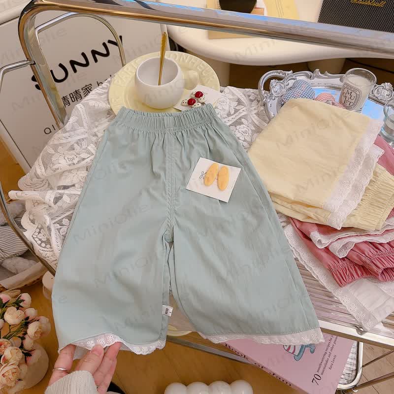 幼児用女の子レースカジュアルパンツ - 緑 - 12～13歳 - image 8