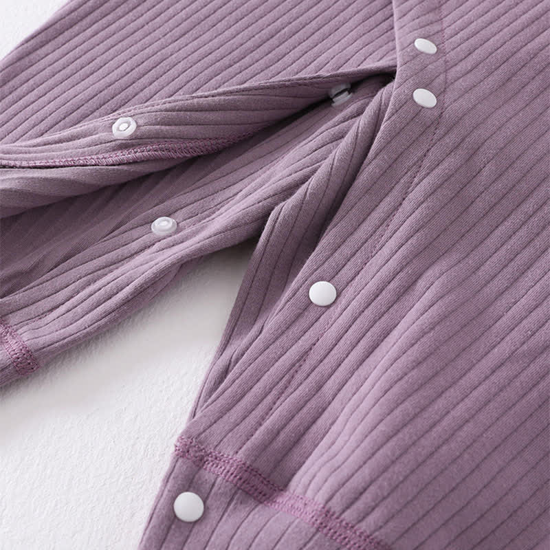 ベビー無地リブ編みパジャマロンパース - image 4