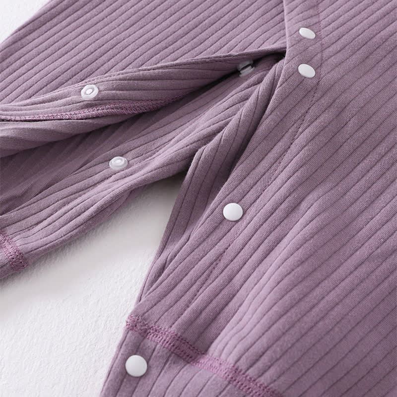 ベビー無地リブ編みパジャマロンパース - image 4