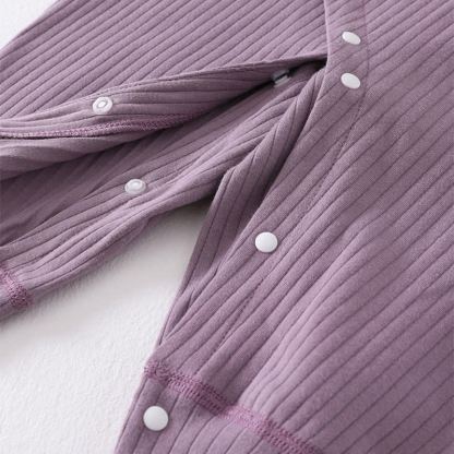 ベビー無地リブ編みパジャマロンパース - image 4