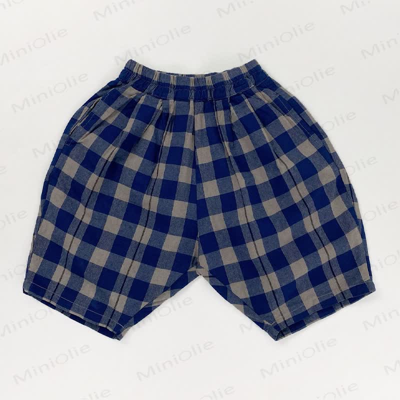 幼児用コットンチェック柄ショートパンツ - 青 - 6～7歳 - image 5