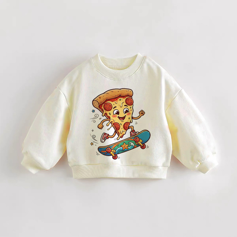 ベビー幼児用スケートボードピザクリームスウェットシャツ - クリーム - 3～5歳 - image 1