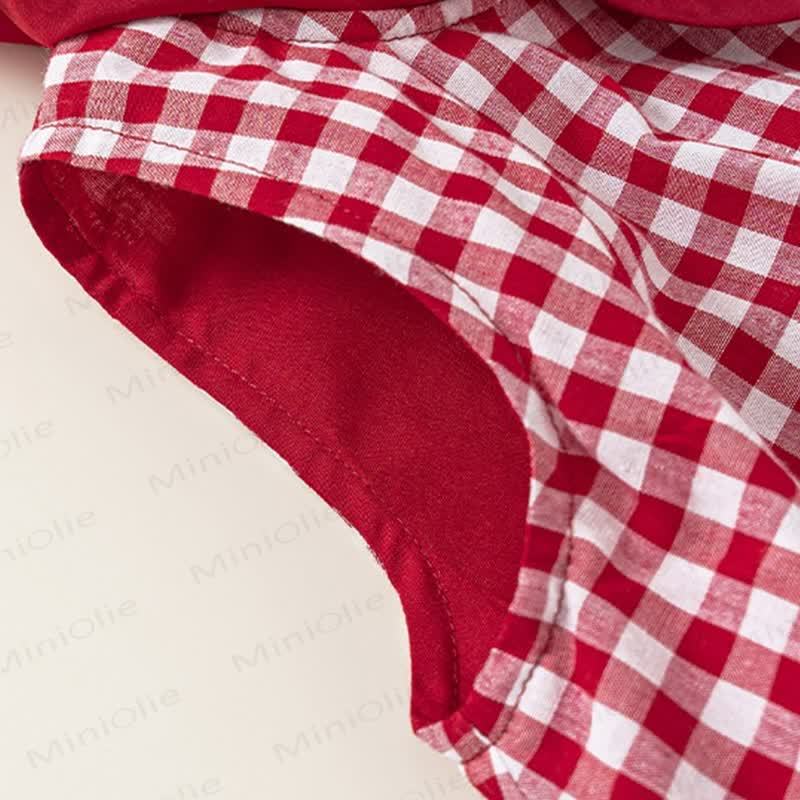 幼児用アップルレッドチェック柄ノースリーブドレス - image 8