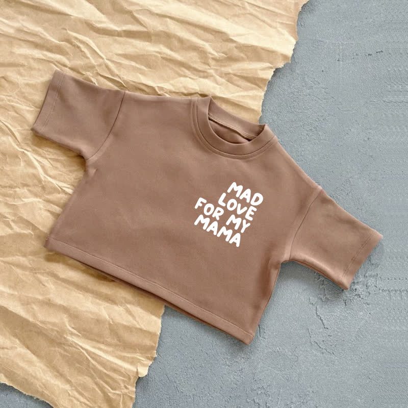 MAD LOVE FOR MY MAMAベビーサマーカジュアルTシャツ - 茶色 - 2～3歳 - image 5